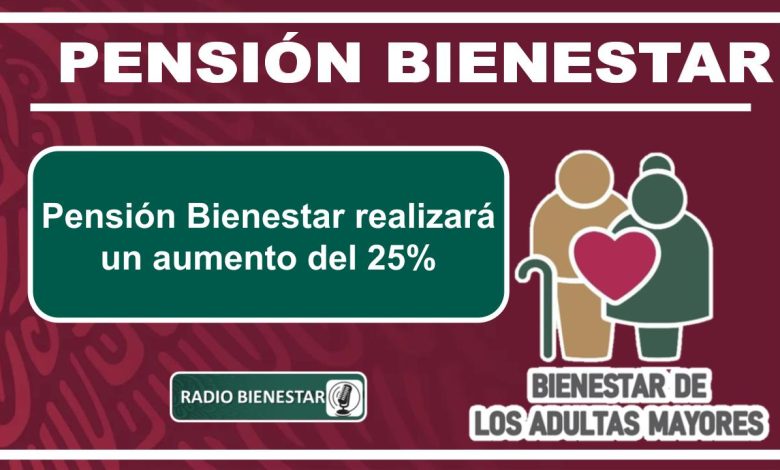 Pensión Bienestar realizará un aumento del 25%