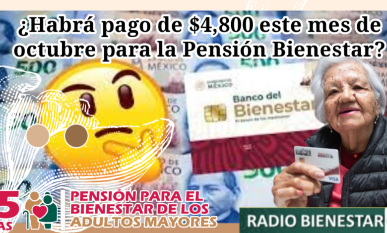 ¿Habrá pago de $4,800 este mes de octubre para la Pensión Bienestar?