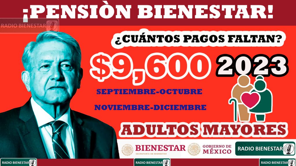 ¡Pensión bienestar!, ¿Cuántos pagos faltan en este 2023? 