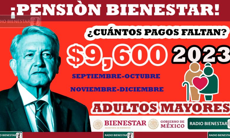 ¡Pensión bienestar!, ¿Cuántos pagos faltan en este 2023? 